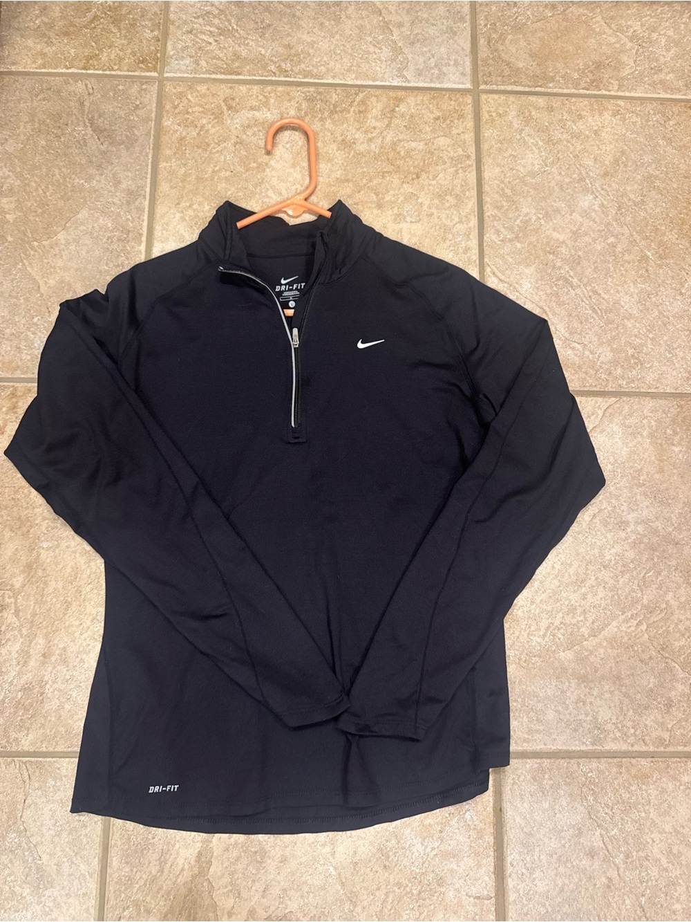 Nike Black Dri-FIT Half-Zip Pullover with White Swoosh